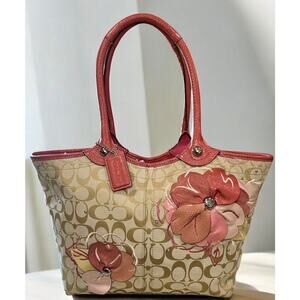 Floral Beige and Pink Tote Bag